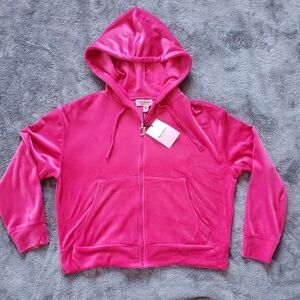 *NWT* Juicy Couture Pink Velour Zip Up Hoodie Los Angeles Y2K Size S